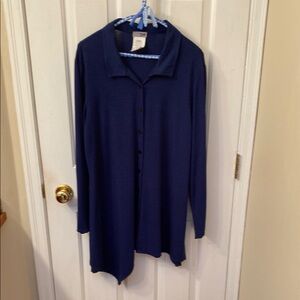 Navy Blue Irregular Hem Knit Tunic